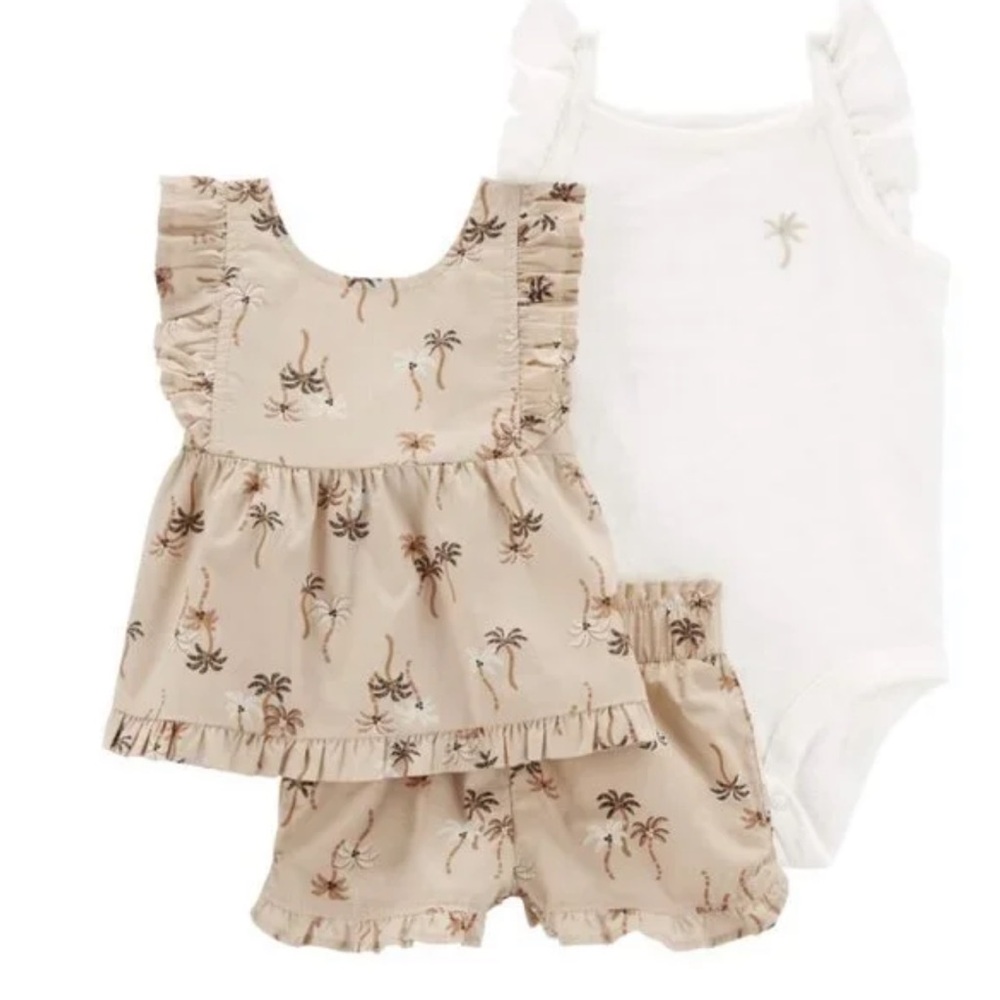 NWT Carters NB Summer Tank and Shorts Tropical Palm Trees Newborn
